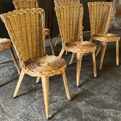 French Riviera charming rattan set of 6 dinning table chairs - 2955669