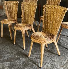 French Riviera charming rattan set of 6 dinning table chairs - 2955670