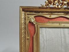 French Rococo Gilt Bronze Picture Frame with Enamel Ribbon Border - 3750387