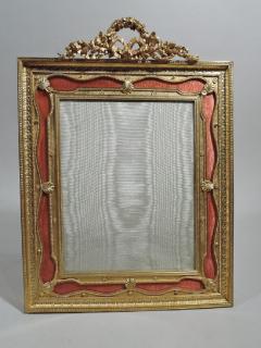 French Rococo Gilt Bronze Picture Frame with Enamel Ribbon Border - 3750424