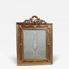 French Rococo Gilt Bronze Picture Frame with Enamel Ribbon Border - 3753401