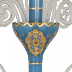 French Rococo Revival style gilt blue glass chandelier - 1984938