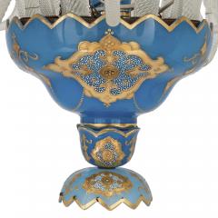 French Rococo Revival style gilt blue glass chandelier - 1984939