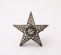 French Rose Diamond Five Pointed Star Brooch Pendant - 4331256