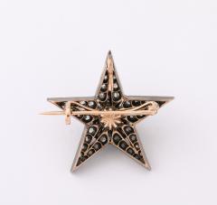 French Rose Diamond Five Pointed Star Brooch Pendant - 4331259