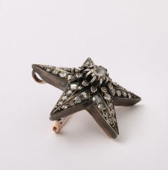 French Rose Diamond Five Pointed Star Brooch Pendant - 4331262