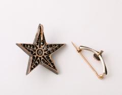 French Rose Diamond Five Pointed Star Brooch Pendant - 4331264