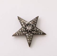 French Rose Diamond Five Pointed Star Brooch Pendant - 4331266