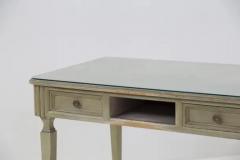 French Rustic Chic Desk in Glass Wood and Brass - 3652691