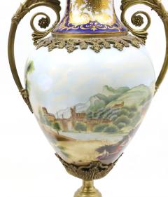 French S vres Porcelain Bronze Mounted Cobalt Raised Gilt Gold Covered Urn - 4557087