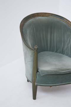 French School Pair of French Armchairs from early 900 in Green and Yellow Velvet - 2082157