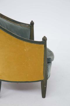 French School Pair of French Armchairs from early 900 in Green and Yellow Velvet - 2082166