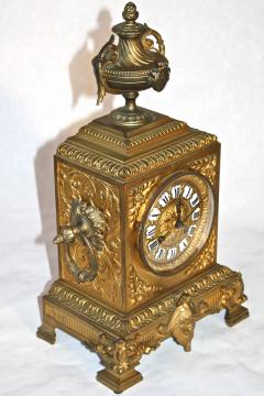 French Second Empire Bronze Dore Mantle Clock - 2066386