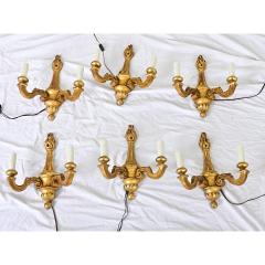 French Set of Six Giltwood Sconces - 3870087