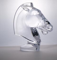 French Sevres Crystal Art Deco Style Tall Horse Head Sculpture - 3124294