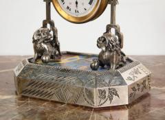 French Silver Gilt and Enamel Chinoiserie Desk Clock Attributed to Boucheron - 805778