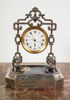 French Silver Gilt and Enamel Chinoiserie Desk Clock Attributed to Boucheron - 805781
