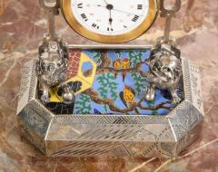 French Silver Gilt and Enamel Chinoiserie Desk Clock Attributed to Boucheron - 805787