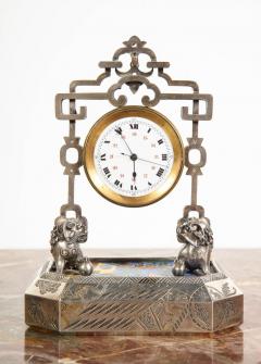 French Silver Gilt and Enamel Chinoiserie Desk Clock Attributed to Boucheron - 805788