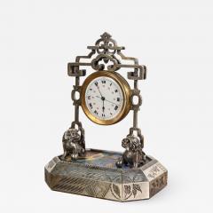 French Silver Gilt and Enamel Chinoiserie Desk Clock Attributed to Boucheron - 807316