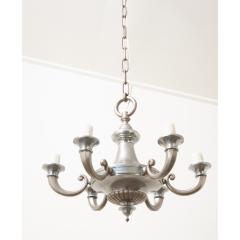 French Silver Plate 6 Light Chandelier - 3330398