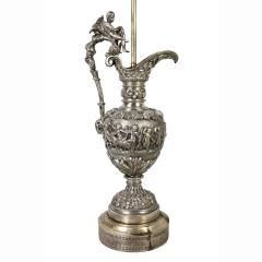 French Silvered Bronze Ewer Table Lamp Retailed by Tiffany - 3786483