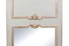 French Silvered Gilt wood Hand Painted Framed Trumeau Wall Mirror - 3178648