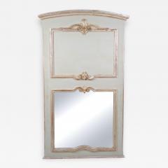 French Silvered Gilt wood Hand Painted Framed Trumeau Wall Mirror - 3178654