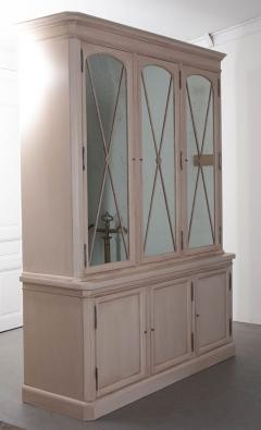French Six Door Painted Biblioth que with Antiqued Mirrored Doors - 1691942