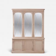 French Six Door Painted Biblioth que with Antiqued Mirrored Doors - 1693646