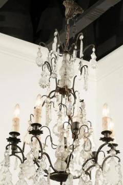 French Six Light Crystal Chandelier with Iron Armature Pendeloques and Obelisks - 3422457