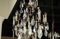 French Six Light Crystal and Iron Chandelier with Obelisks Late 19th Century - 3422716