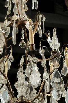 French Six Light Crystal and Iron Chandelier with Obelisks Late 19th Century - 3422839