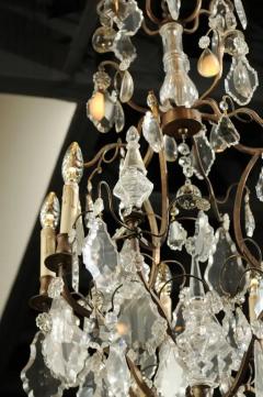 French Six Light Crystal and Iron Chandelier with Obelisks Late 19th Century - 3422841