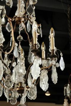 French Six Light Crystal and Iron Chandelier with Obelisks Late 19th Century - 3422901