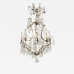 French Six Light Crystal and Iron Chandelier with Obelisks Late 19th Century - 3435388