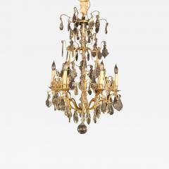 French Six Light Cut Crystal and Brass Chandelier Newly Wired - 2920857