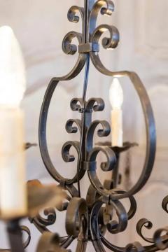 French Six Light Wrought Iron Chandelier with Cascading Scrolls USA Wired - 3650443