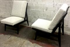 French Slipper Chairs with Pure Design Newly Covered in Maharam Boucle Cloth - 449444