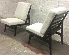 French Slipper Chairs with Pure Design Newly Covered in Maharam Boucle Cloth - 449445