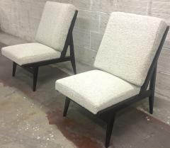 French Slipper Chairs with Pure Design Newly Covered in Maharam Boucle Cloth - 449446