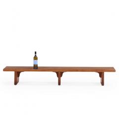 French Solid Oak Bench Low Table C 1970  - 4456341