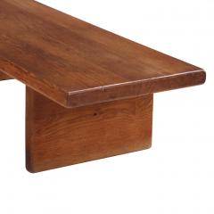 French Solid Oak Bench Low Table C 1970  - 4456342
