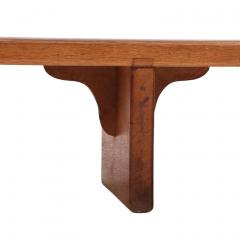 French Solid Oak Bench Low Table C 1970  - 4456345