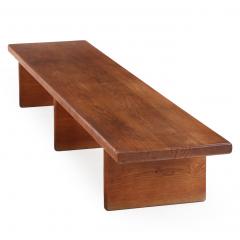 French Solid Oak Bench Low Table C 1970  - 4456346