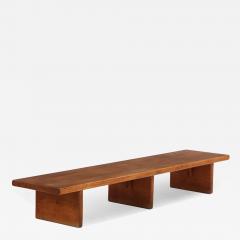 French Solid Oak Bench Low Table C 1970  - 4456736