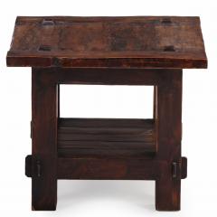 French Solid Oak Brutalist End Table C 1960  - 4497587