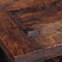 French Solid Oak Brutalist End Table C 1960  - 4497590