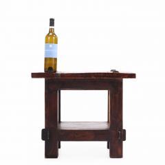 French Solid Oak Brutalist End Table C 1960  - 4497591