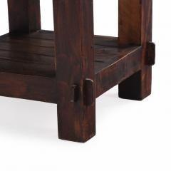 French Solid Oak Brutalist End Table C 1960  - 4497592